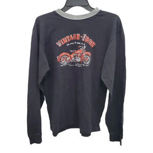 Route 66 Y2K‎ Boy's Black Vintage Iron Motorcycle Double Side Graphic Tee 14/16
